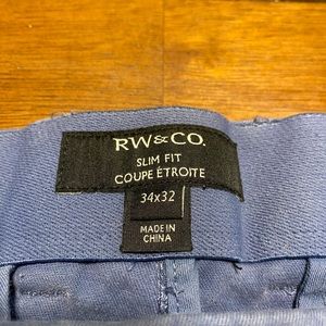 RW & Co slim fit pants, size 34x32 never worn. Blue